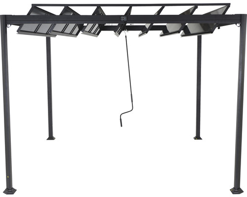 Freistehende Pergola mit verstellbaren Lamellen und Kurbel