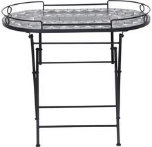 Ovaler Klapptisch mit Mosaikplatte und Metallgestell