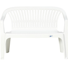 Weiße Gartenbank aus Kunststoff für den Außenbereich