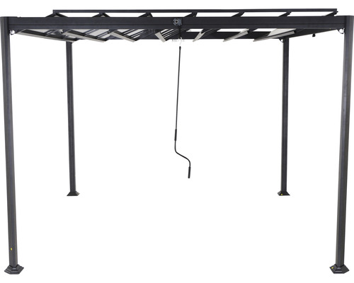 Pergola mit verstellbaren Lamellen und Handkurbel