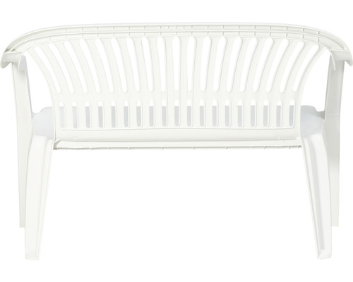 Weiße Gartenbank aus Kunststoff