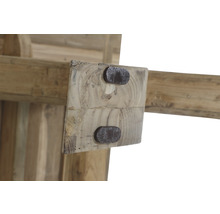 Detailansicht einer Holzkonstruktion mit Bolzen