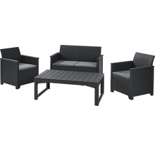 Gartenmöbelset mit zwei Sesseln, einer Bank und einem Tisch aus Polyrattan