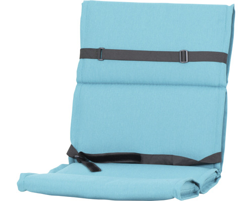 Hellblaue Strandmatte mit Rückenlehne und Befestigungsbändern