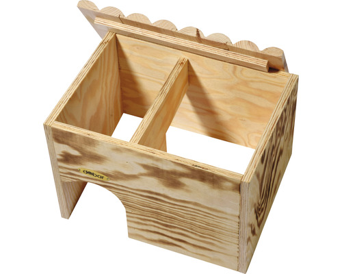 Nagerhaus aus Holz mit zwei Kammern und abnehmbarem Dach
