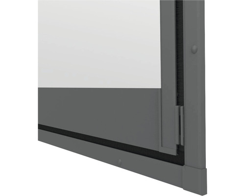 Detailansicht eines grauen Fensterrahmens mit Dichtung