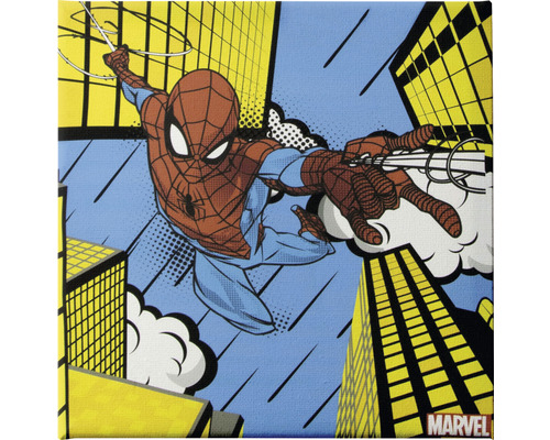 Spider-Man Wandbild im Comic Stil mit Marvel Logo
