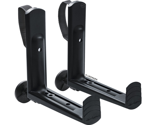 Zwei schwarze Blumentopfhalter zur Wandmontage