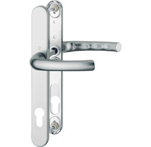 Nebeneingangstür A01 1100 x 2100 mm DIN Rechts weiß/mahagoni mit Glas Ornament 504 inkl. Griff-Set, Profilzylinder