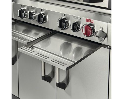 Edelstahlgrill mit Reglern, Ablage und Flaschenöffner