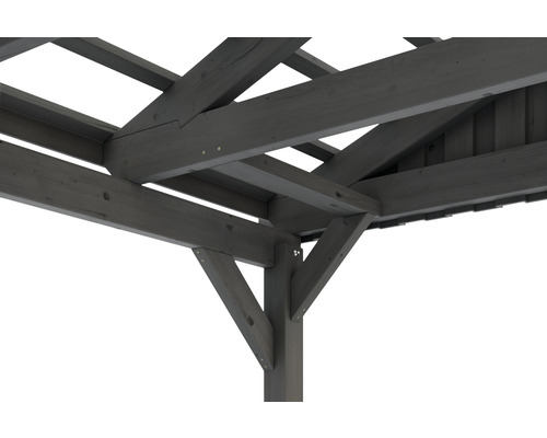 Detailansicht eines Holzpavillons