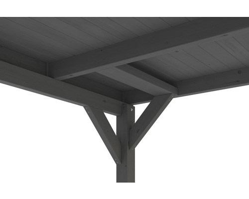 Detailansicht einer Holzpergola mit Holzbalkenkonstruktion