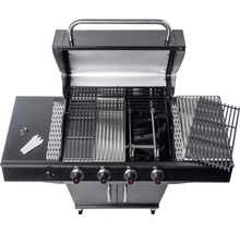 Offener Gasgrill mit Grillrosten und Seitentisch