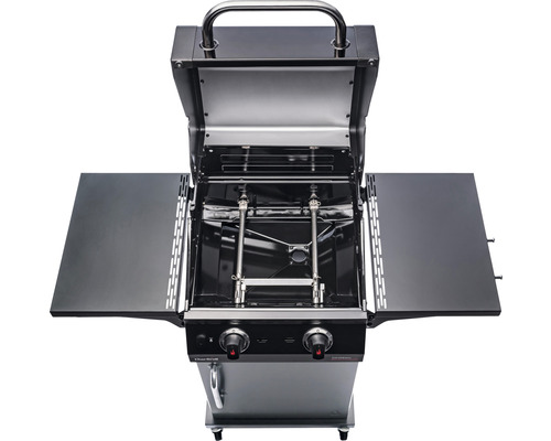 Grill mit zwei Brennern, Grillhaube und Seitentischen