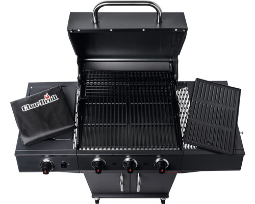 Offener Gasgrill mit Grillrost und Abdeckhaube