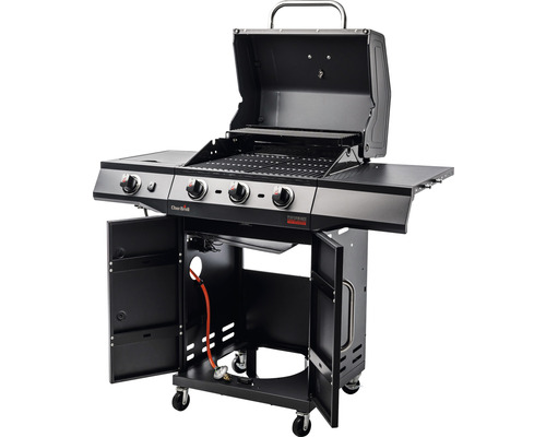 Gasgrill mit vier Brennern, Seitentischen und Unterschrank