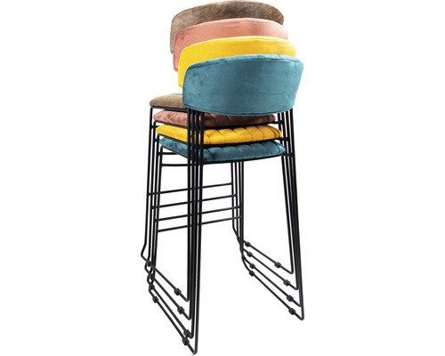 Stapel aus mehreren Barhockern mit Metallgestell und Stoffbezug