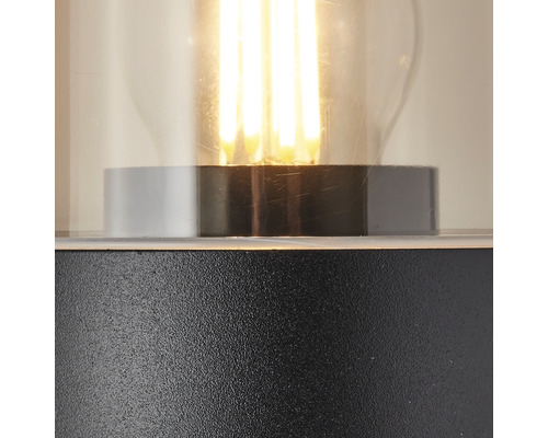 Detailansicht einer Aussenleuchte mit Glaseinsatz und Leuchtmittel