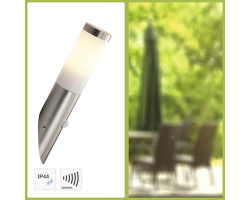 Edelstahl Außenleuchte mit Sensor und IP44 Schutzart
