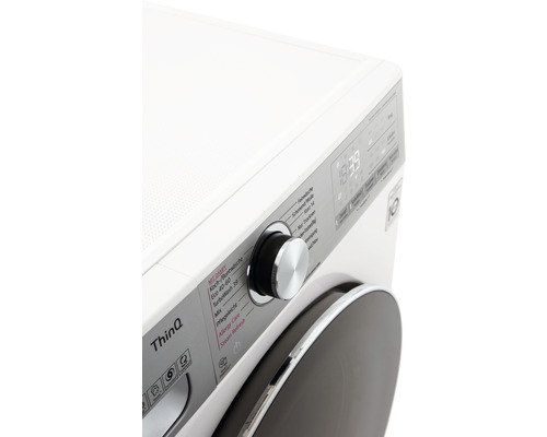 Detailansicht einer weißen LG Waschmaschine mit Bedienfeld und Drehwahlschalter