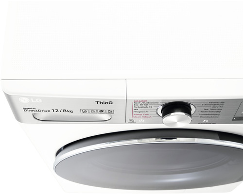 Detailansicht einer LG Waschmaschine mit Inverter Direct Drive 12/8 kg und ThinQ Funktion