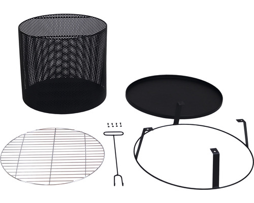 Feuerstelle-Set mit Auffangwanne, Grillrost und Zubehör