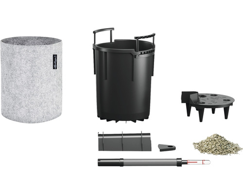 Pflanzkasten-Set mit Pflanzgefäß aus Filz, Pflanzeinsatz und Zubehör