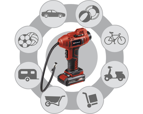 Einhell Akku-Luftpumpe mit Anwendungsbeispielen