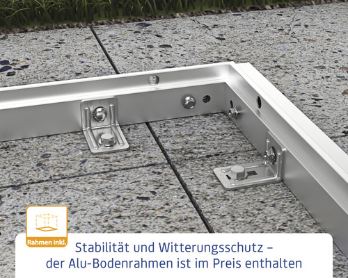 Detailansicht eines Aluminium Bodenelements mit Befestigungswinkel