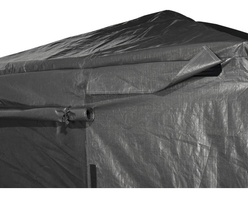 Detailansicht eines Pavillons mit aufrollbarer Seitenwand