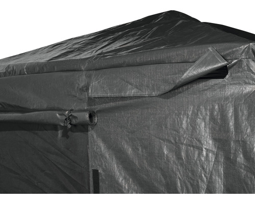 Detailansicht eines Partyzeltes mit aufrollbarer Seitenwand