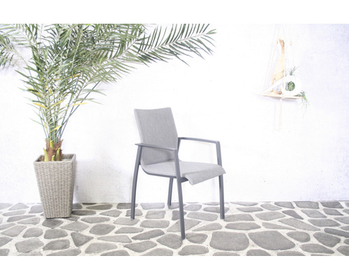 Gartenstuhl mit Armlehnen, Textilbezug und Metallgestell