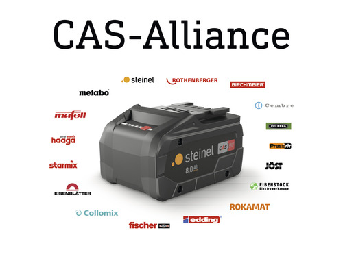 Steinel Akku 8.0 Ah mit CAS-Alliance Partner Logos