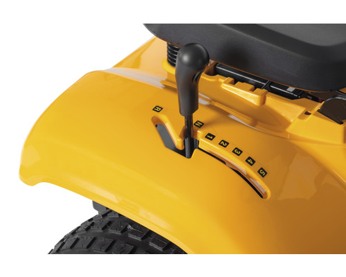 Nahaufnahme des Ganghebels eines Rasentraktors