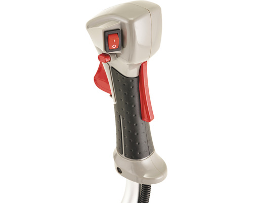 Griffstück einer Motorsense mit Schalter und Gashebel