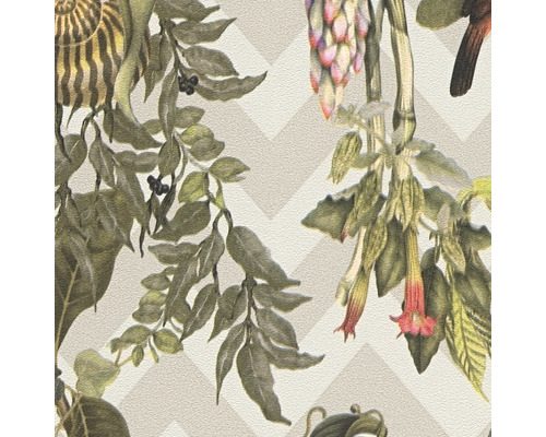 Tapete mit Blättern, Schneckenhaus und Blumenmuster