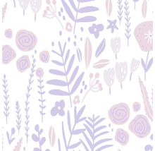 Floral gemustertes Textil mit Blättern und Blüten