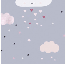 Illustration mit Wolken, Herzen und Sternen