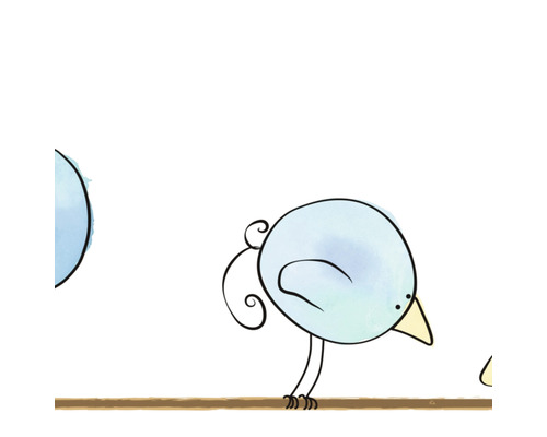Illustration von Vögeln auf einer Stange