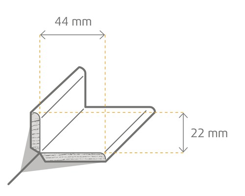 Abmessungsprofil von 44 mm Breite und 22 mm Höhe