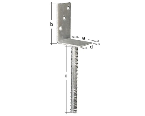 Pfostenträger mit Abmessungsangaben für den Einsatz im Außenbereich