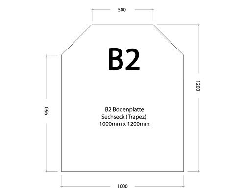 B2 Bodenplatte, Sechseck Trapez, 1000 mm x 1200 mm