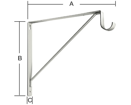 Gardinenstangenhalterung mit Maßangaben