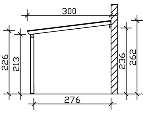 Technische Zeichnung einer Konstruktion mit Maßangaben in Millimetern