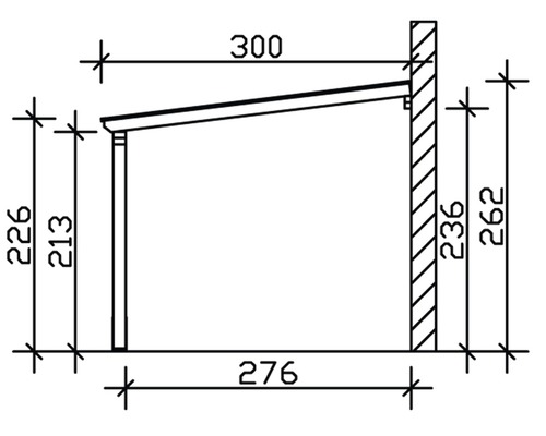 Technische Zeichnung einer Wandhalterung mit Maßangaben