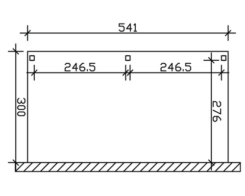 Technische Zeichnung eines Rahmens mit Maßangaben