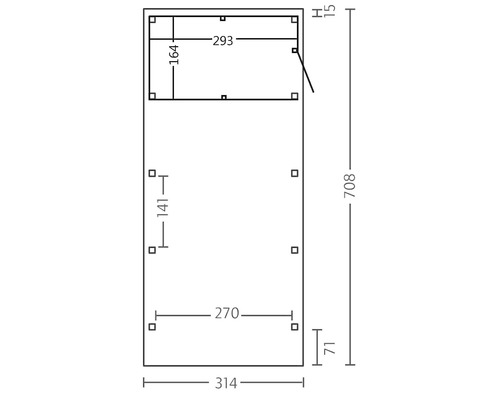 Technische Zeichnung mit Maßangaben