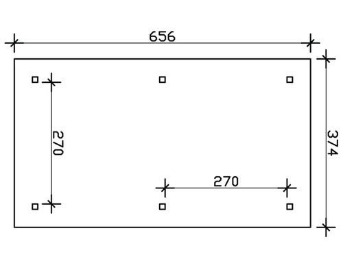 Technische Zeichnung mit Maßangaben 656 und 374
