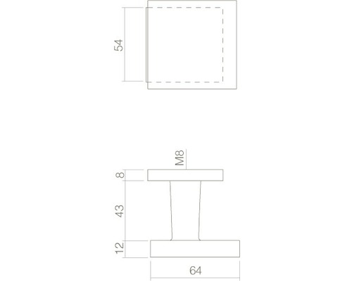 Technische Zeichnung eines Möbelknopfs mit Maßangaben