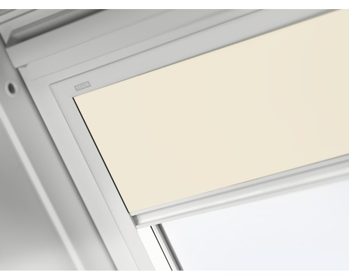 VELUX Verdunkelungsrollo uni hellbeige solarbetrieben Rahmen aluminium DSL P04 1085S